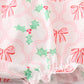 Pink christmas holly bow print girl bubble