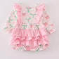 Pink christmas holly bow print girl bubble