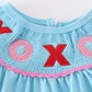 Blue valentine XOXO smocked girl bubble