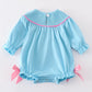 Blue valentine XOXO smocked girl bubble