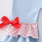 Blue heart puppy heart applique girl romper