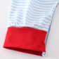Blue stripe valentine puppy heart embroidery  romper