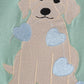 Green Valentine puppy embroidery boy romper