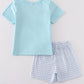 Blue character applique boy set