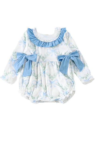 Teal bow floral girl bubble