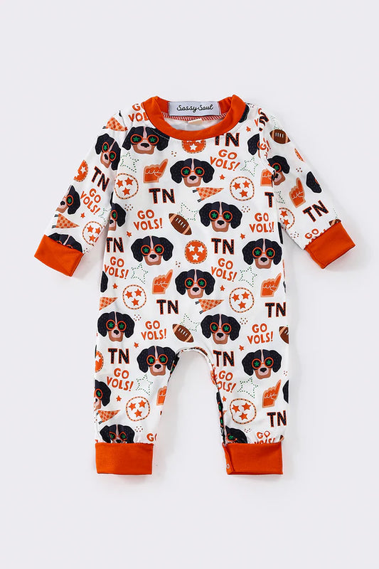 Orange go vols print romper