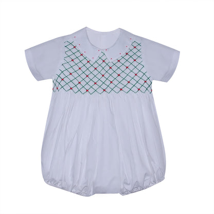 Channing Boy Bubble- Red & Green Christmas Smocked