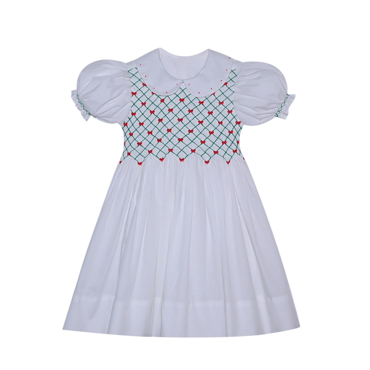 Channing Dress-Red & Green Christmas Smocked w/Collar