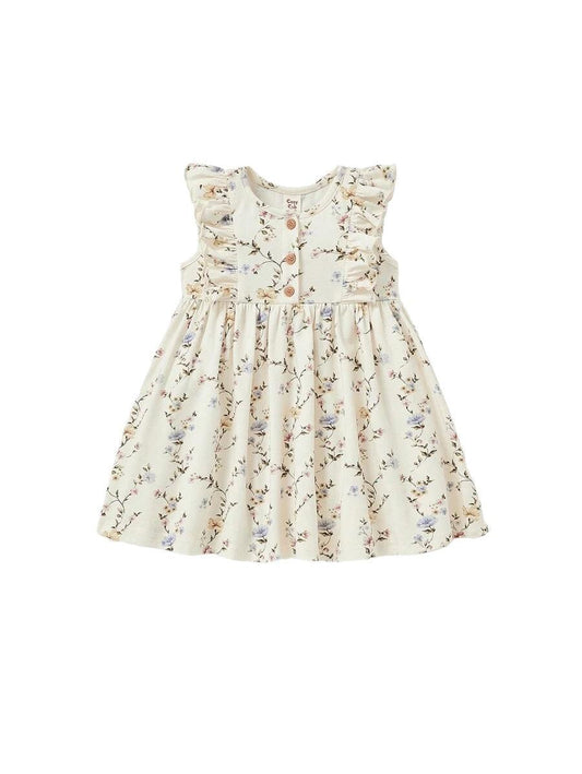 Soft Neutral Floral & Ruffle Dress