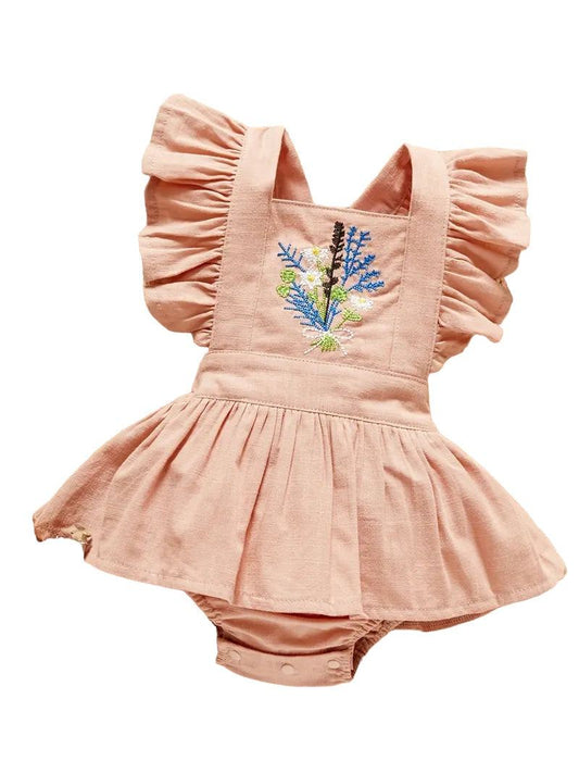 Pink Floral and Embroidered Ruffle Bubble