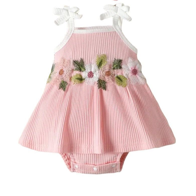 Pink Ribbed Embroidered Onesie
