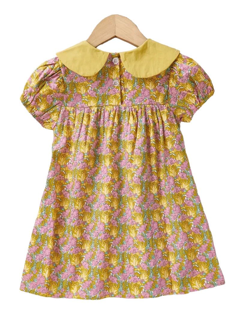 Short Sleeve Floral Dress with peter pan collar  back