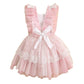 Rainbow & Lace Dress with Ruffles and Bow