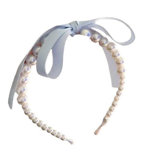 Vintage Pearl Headband blue