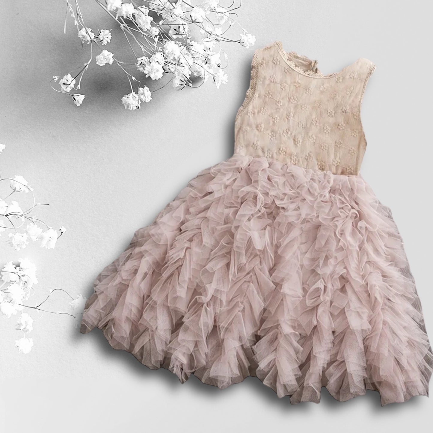 muted pink tulle dress
