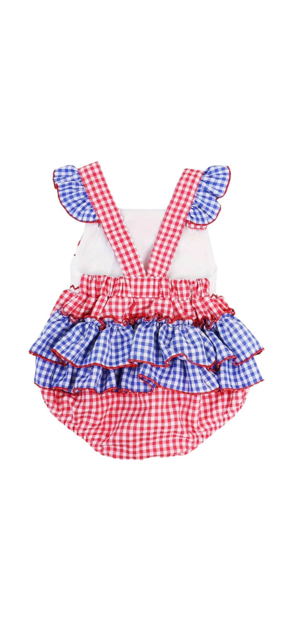 Patriotic Embroidered Flag Bubble with Ruffle Straps back