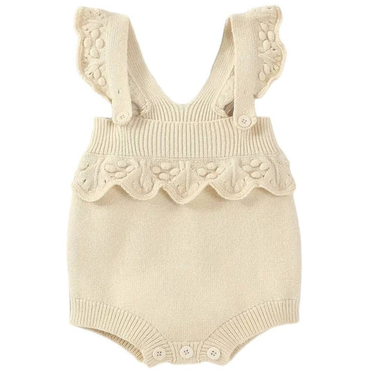 Neutral sweater bubble with ruffle Straps