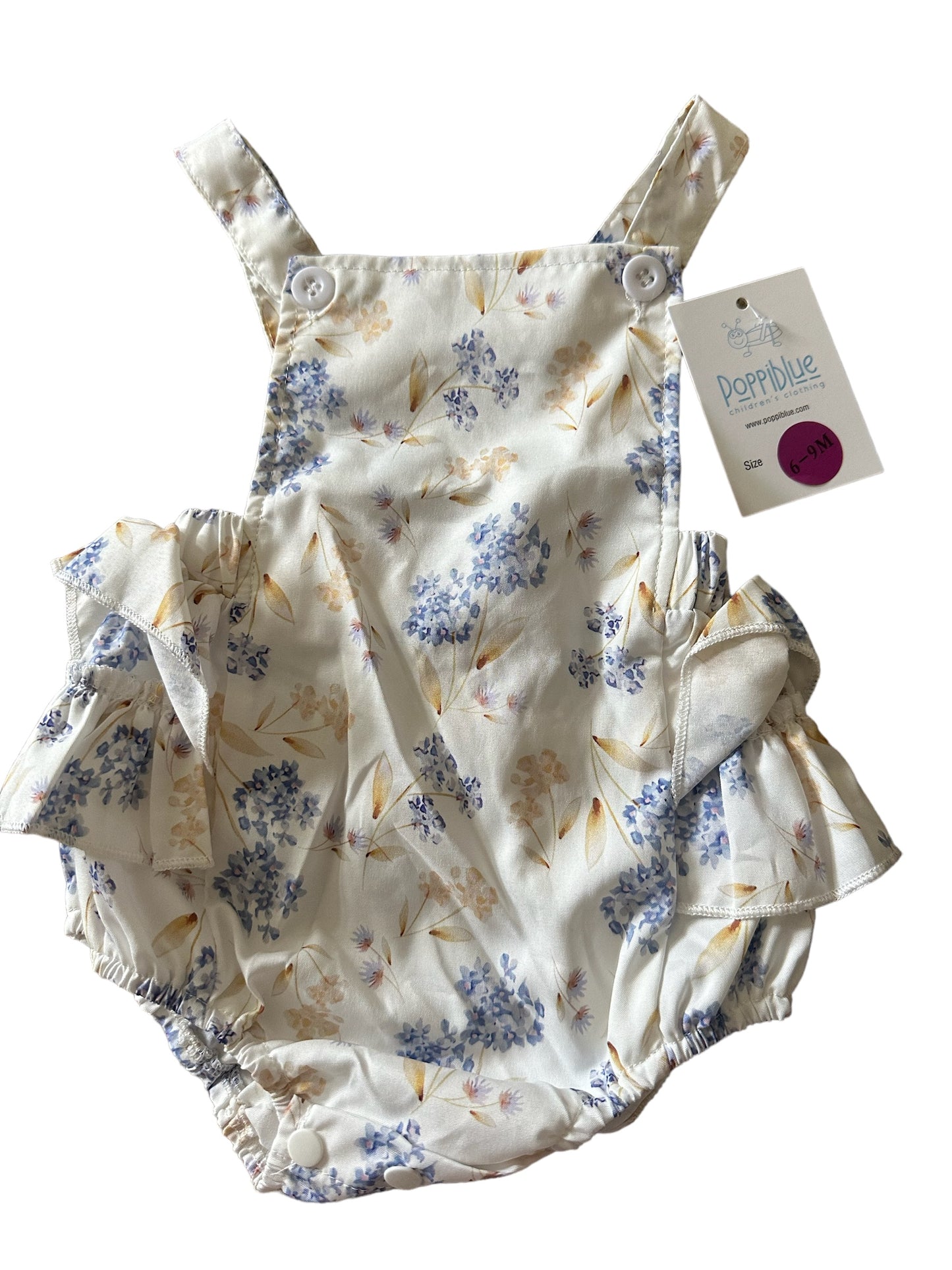 white and blue floral bubble