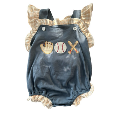 Baseball Bubble with Ruffles and Bow