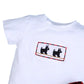 Adorable Handsmocked labrador smocked short set for boy