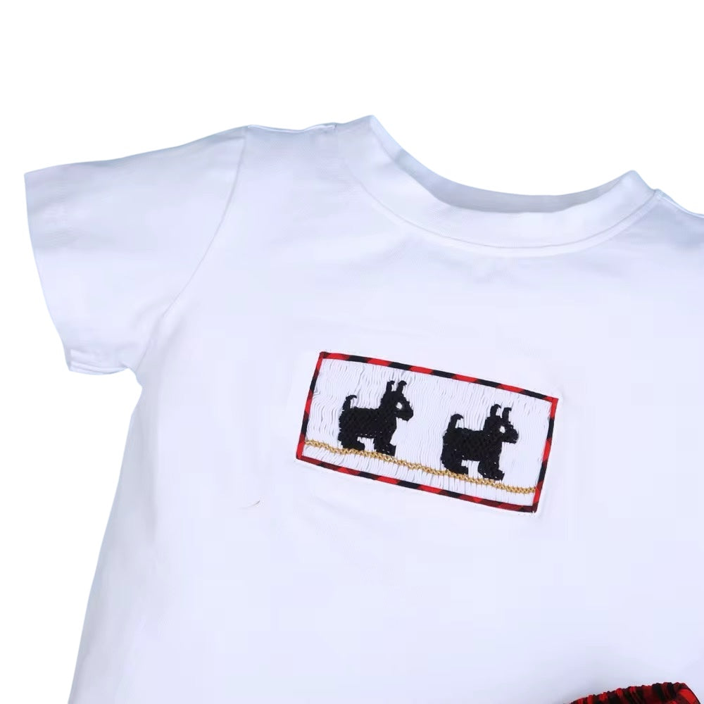 Adorable Handsmocked labrador smocked short set for boy