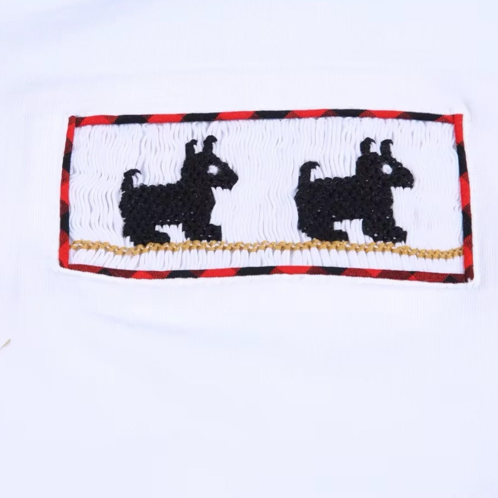 Adorable Handsmocked labrador smocked short set for boy