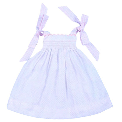 Summer Bows Sleeveless Plain Dress For Girl
