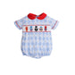 Argyle pattern boy bubble with smocked heroes