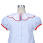 School Bishop Dress In Blue With Hand Embroidered Details