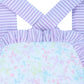 Plain Bubble Little Floral Print In Purple For Girl