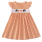 ORANGE TENNESSEE GO VOLS EMBROIDERY SMOCKED CHECKERED DRESS