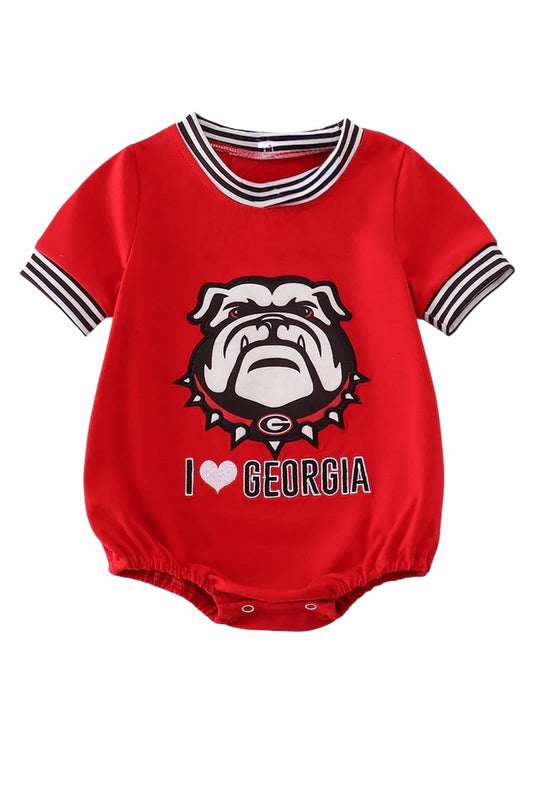 RED I LOVE GEORGIA APPLIQUE BUBBLE