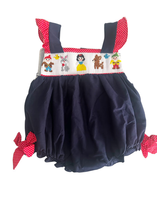 Snow White and friends handsmocked bubble