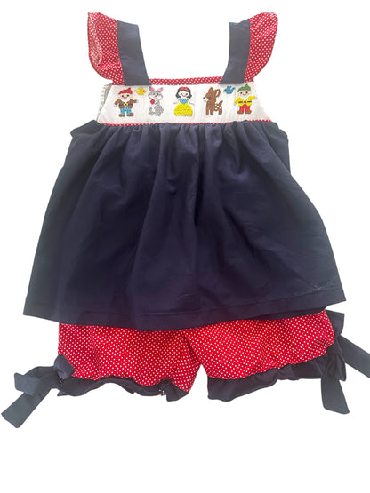 Snow White and friends handsmocked short set