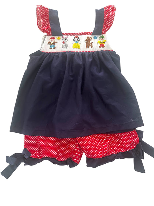 Snow White and friends handsmocked short set