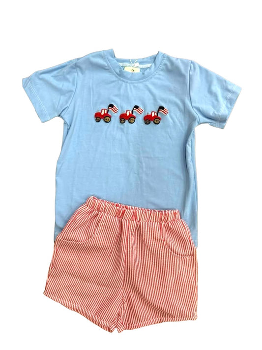 Boys French knot Patriotic Short set