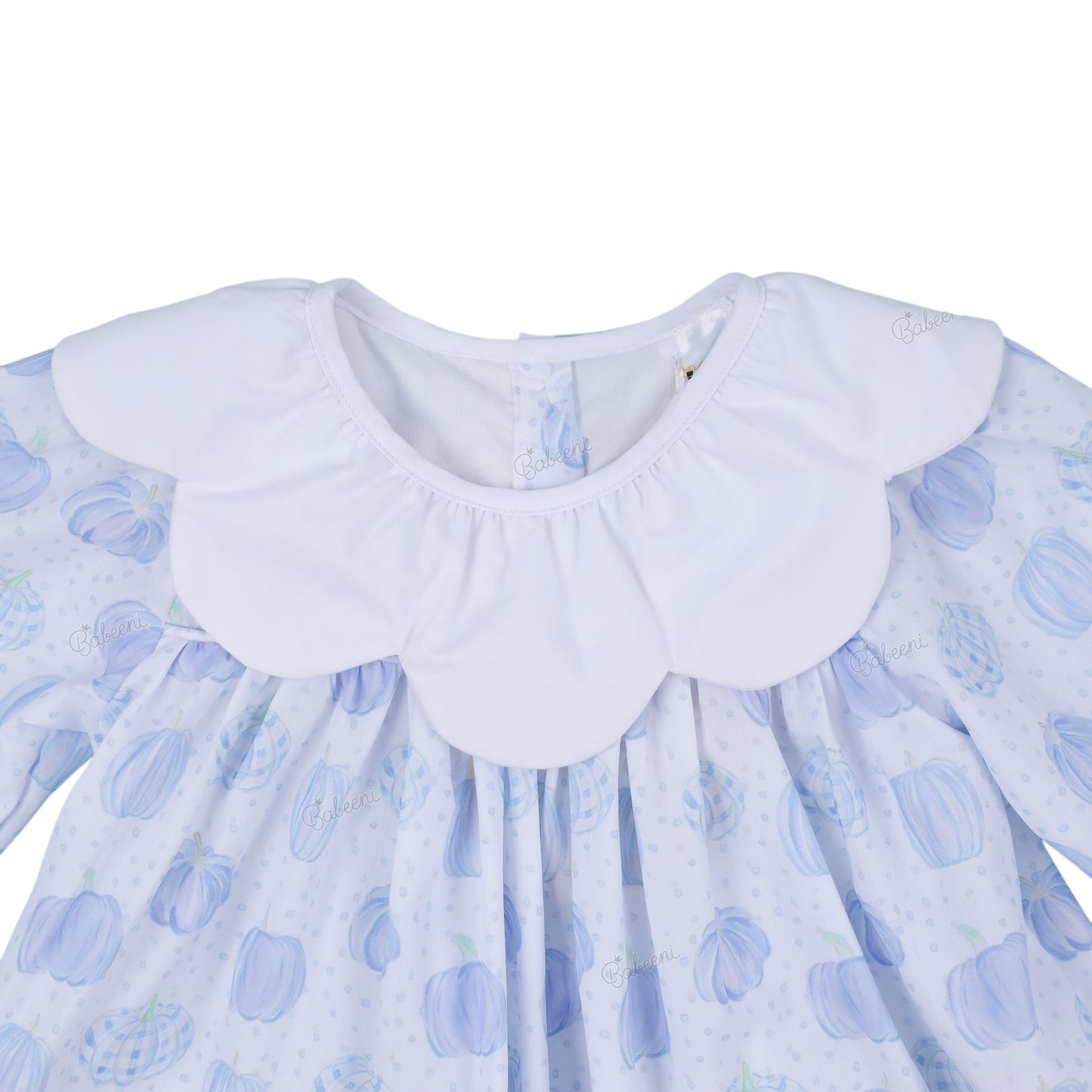 Adorable applique pumpkin girls set in blue