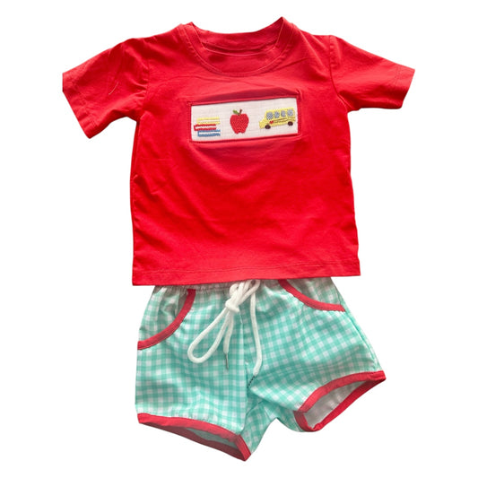 Hand smocked back to school short set