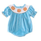BLUE VELVET PUMPKIN EMBROIDERY GIRL BUBBLE
