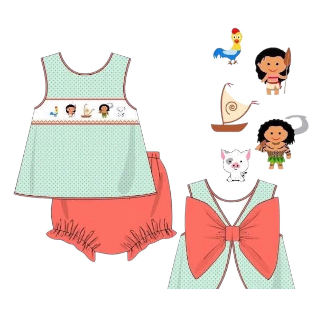 Handsmocked Island Friends Bloomer Set