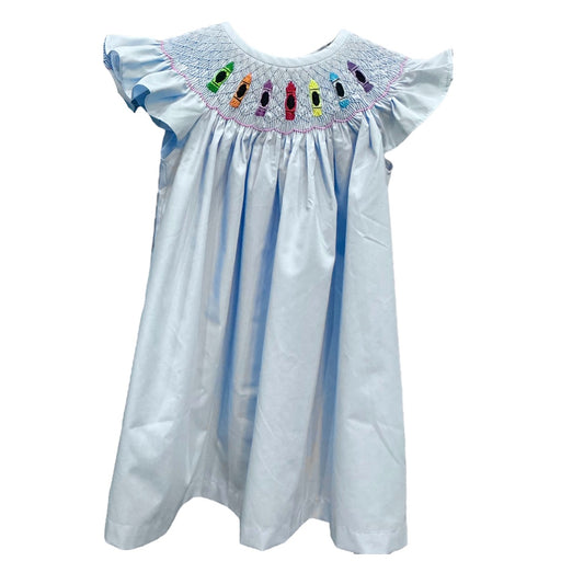Hand smocked Back to school crayon dress
