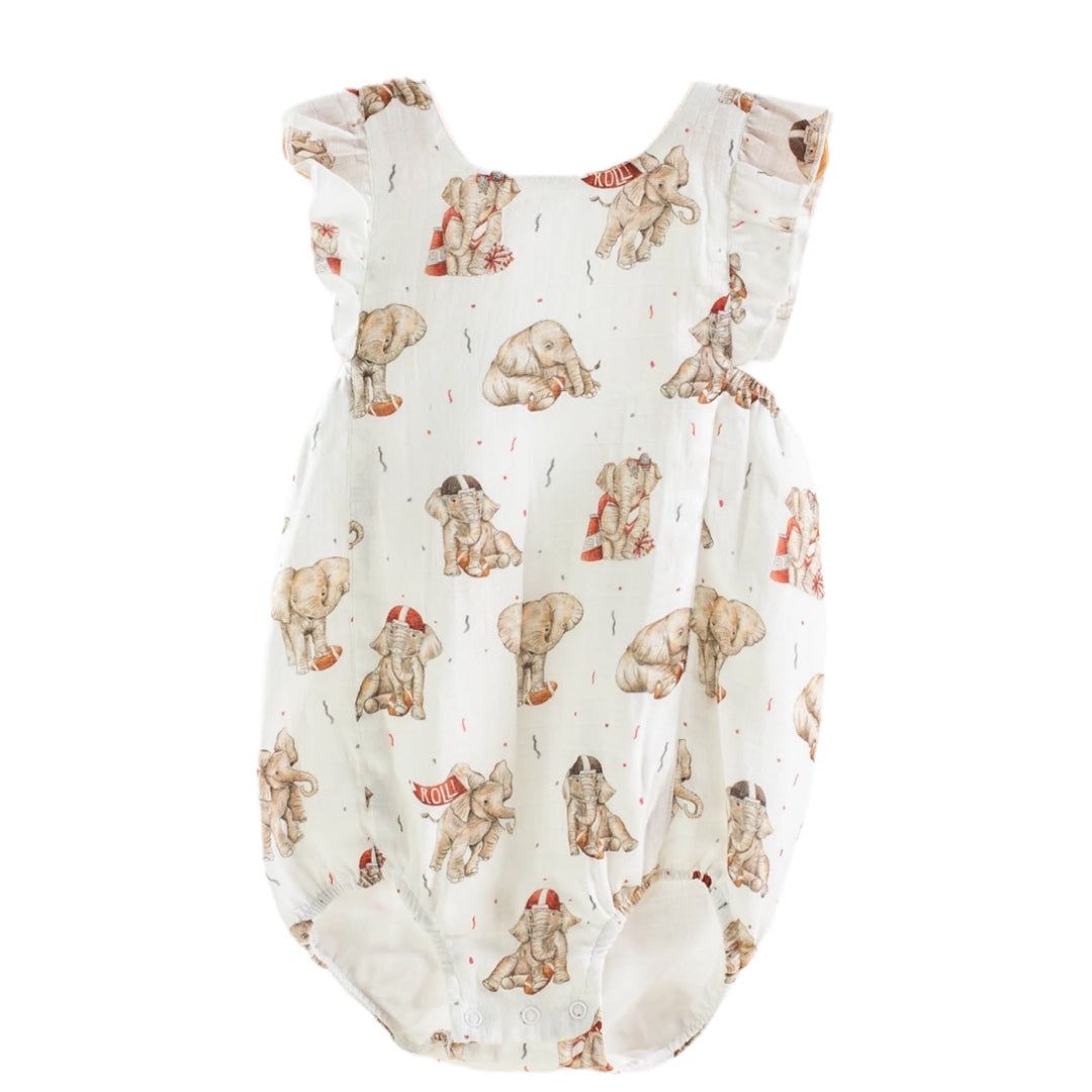 Alabama Crimson Tide organic muslin baby shortall with team-themed puppy print