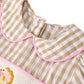Fall Thanksgiving Lapel Plaid Turkey  Embroidery Smocking Bow Baby Girls Dress