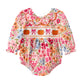 Fall Halloween & Thanksgiving Pumpkin Bow Smock Embroidered Floral Baby Girl Romper