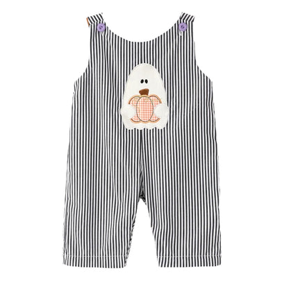 Halloween Striped Ghost Embroidered Baby Boys Romper