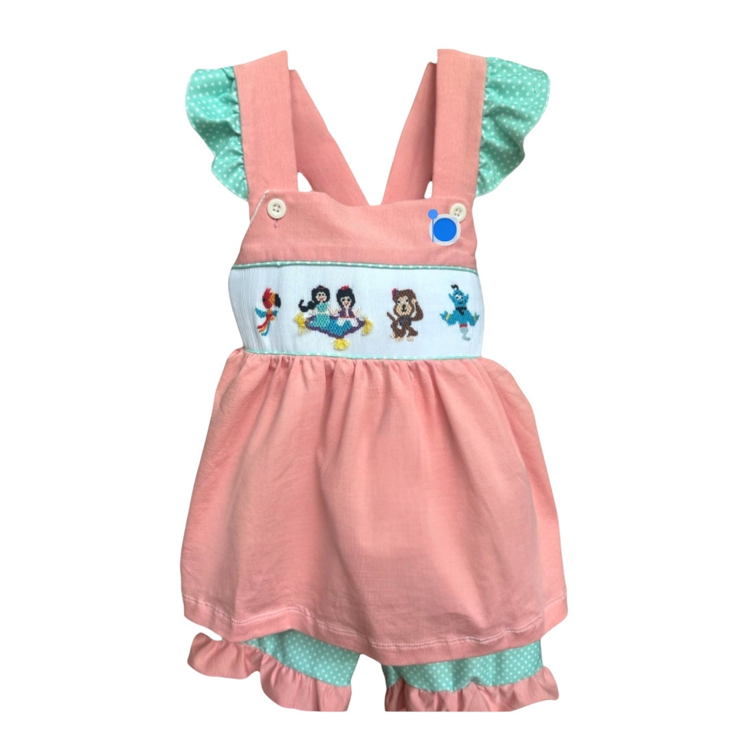 Whole  New World Handsmocked girls short set