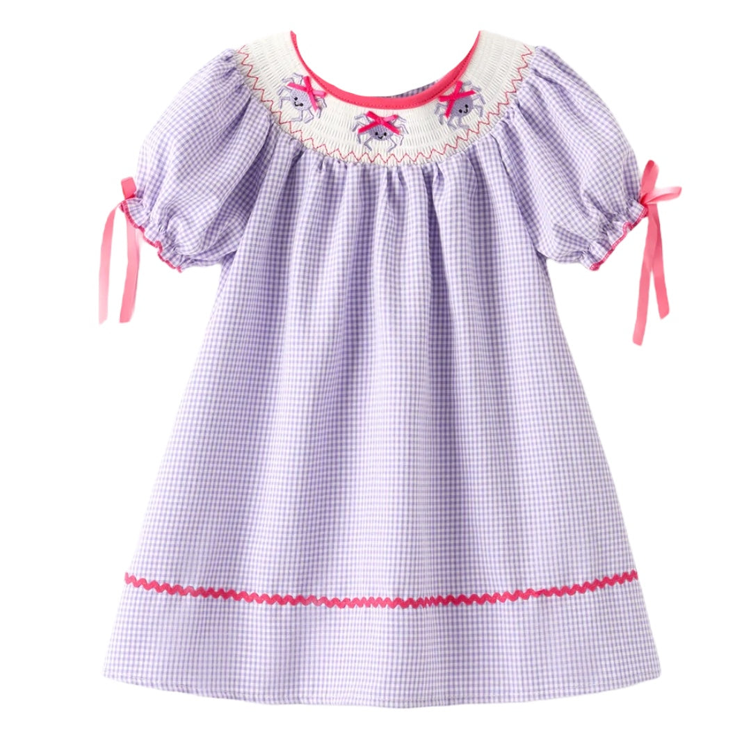 Autumn Spider Smock Embroidery Girls Dress
