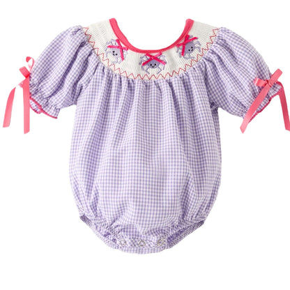 Halloween Spider Smock Embroidery Purple Girls Romper