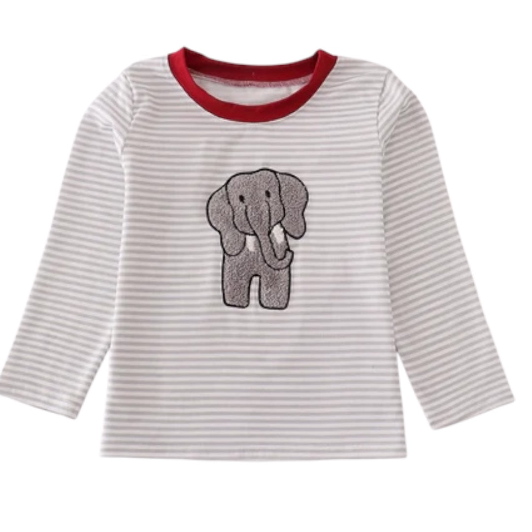 Alabama Elephant French Knot Striped Top