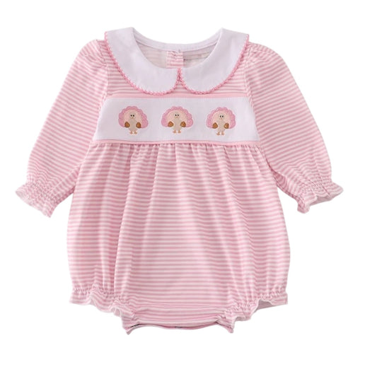 PINK TURKEY EMBROIDERY STRIPE BUBBLE